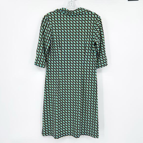 Jude Connally Michelle Geometric Blue Green Casual V Neck Dress Women’s Sz S - Picture 8 of 11